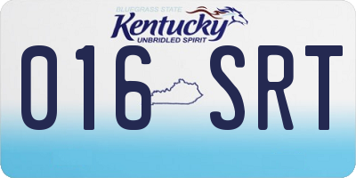 KY license plate 016SRT