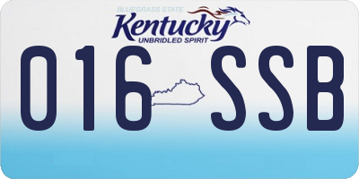 KY license plate 016SSB