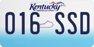 KY license plate 016SSD