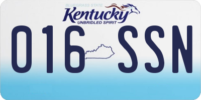 KY license plate 016SSN