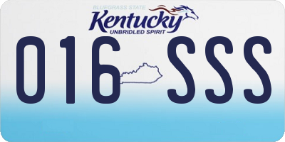 KY license plate 016SSS