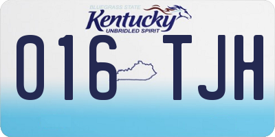KY license plate 016TJH