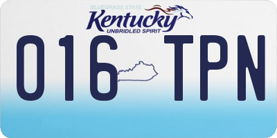 KY license plate 016TPN