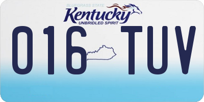 KY license plate 016TUV