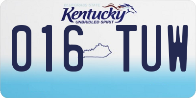 KY license plate 016TUW