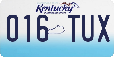 KY license plate 016TUX