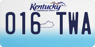 KY license plate 016TWA