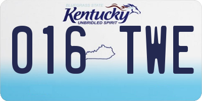KY license plate 016TWE