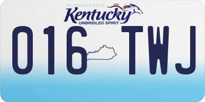 KY license plate 016TWJ
