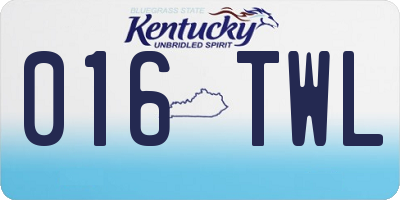 KY license plate 016TWL