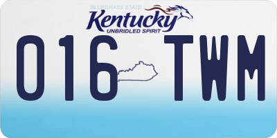 KY license plate 016TWM