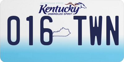 KY license plate 016TWN