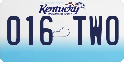 KY license plate 016TWO