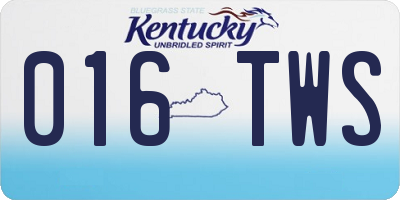 KY license plate 016TWS