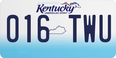KY license plate 016TWU