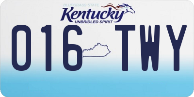 KY license plate 016TWY