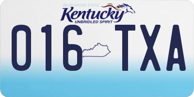 KY license plate 016TXA