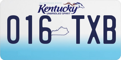 KY license plate 016TXB