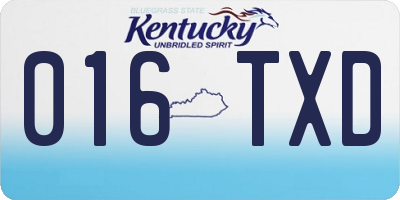 KY license plate 016TXD