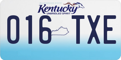KY license plate 016TXE