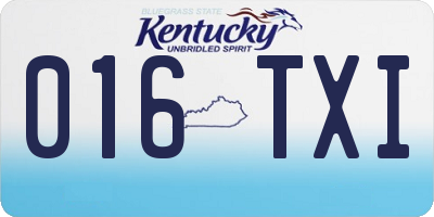 KY license plate 016TXI