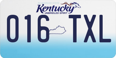 KY license plate 016TXL
