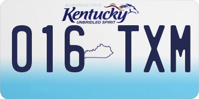 KY license plate 016TXM