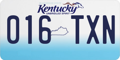 KY license plate 016TXN