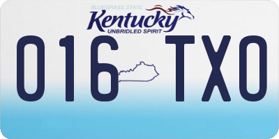 KY license plate 016TXO