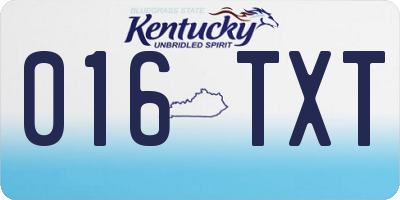 KY license plate 016TXT