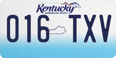 KY license plate 016TXV