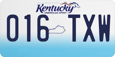 KY license plate 016TXW