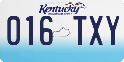 KY license plate 016TXY