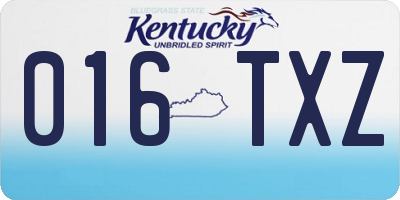 KY license plate 016TXZ