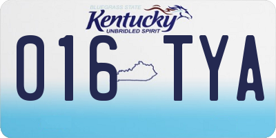 KY license plate 016TYA