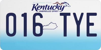 KY license plate 016TYE