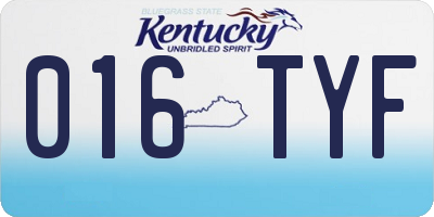 KY license plate 016TYF