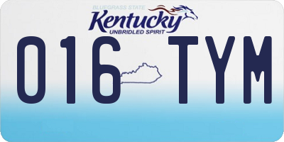 KY license plate 016TYM