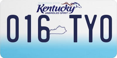 KY license plate 016TYO