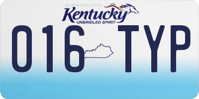 KY license plate 016TYP