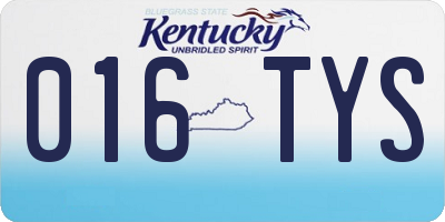 KY license plate 016TYS