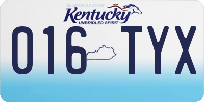 KY license plate 016TYX