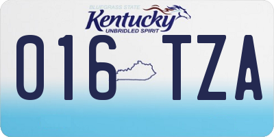 KY license plate 016TZA