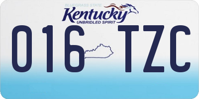 KY license plate 016TZC