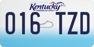 KY license plate 016TZD