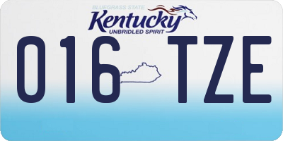 KY license plate 016TZE