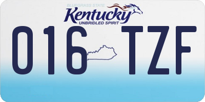 KY license plate 016TZF