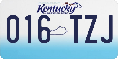 KY license plate 016TZJ