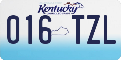 KY license plate 016TZL