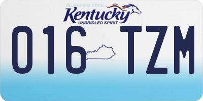 KY license plate 016TZM